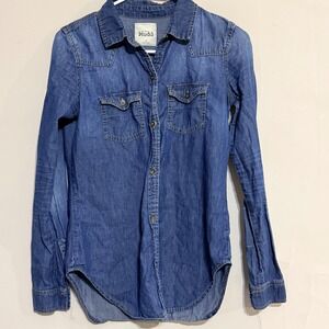 Y2K Mudd Womens Denim Shirt Button Down Long Sleeve Casual XS Western Cowgirl‎